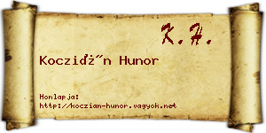 Koczián Hunor névjegykártya